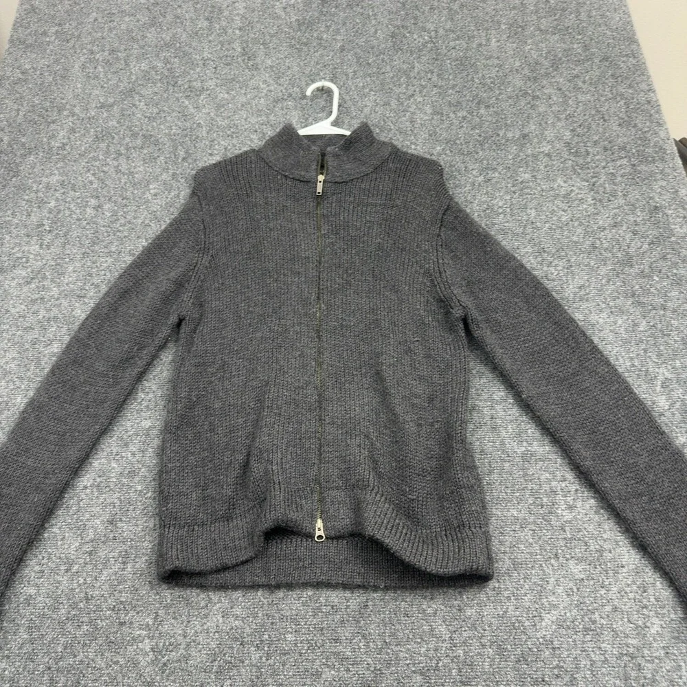 Banana Republic Sweater Mens S Gray Wool Full Zip Mock Neck Ribbed Casual Winter